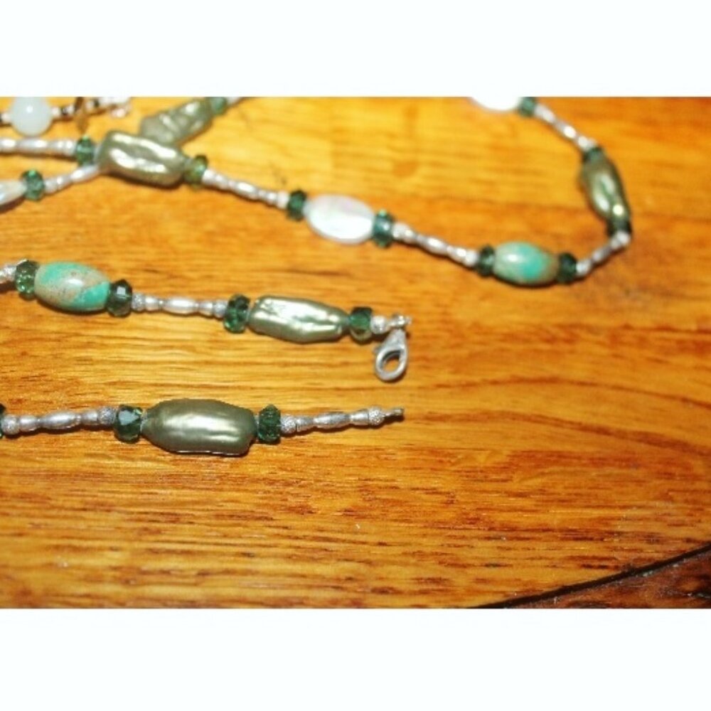 925 Sterling Beaded Precious Stones and Bead Necklaces Bracelet Lot 209 grams - Picture 7 of 7